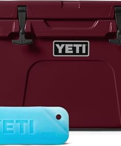 YETI Tundra 35 Hard Cooler with YETI ICE 1 lb, Wild Vine Red