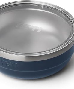 YETI Rambler Low Bowl, Vacuum Insulated, Stackable and Nestable Stainless Steel Bowl with Lid, 1.6 Quart, Navy