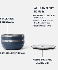 YETI Rambler Low Bowl, Vacuum Insulated, Stackable and Nestable Stainless Steel Bowl with Lid, 1.6 Quart, Navy 2